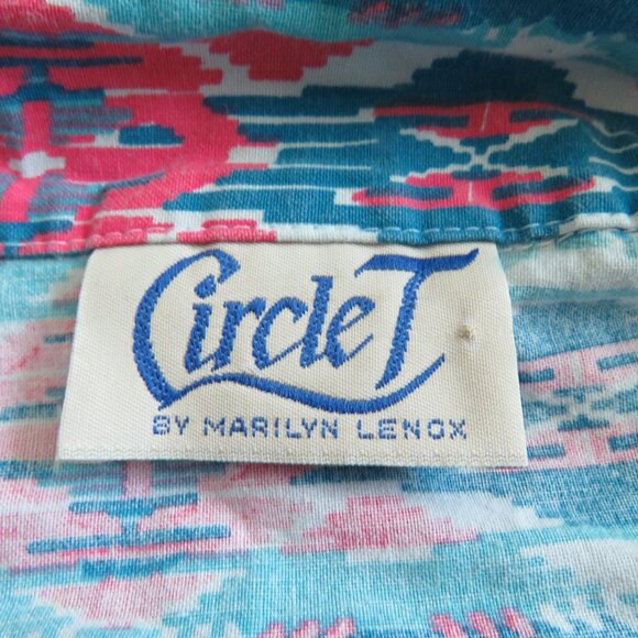 VINTAGE CIRCLE T Aztec Western Southwestern Button Down Shirt Country Rodeo - Picture 13 of 14